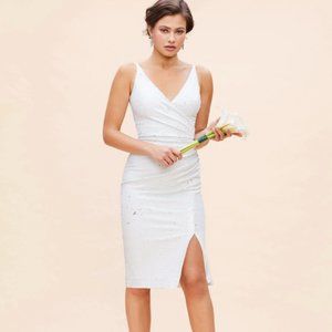 Dress the Population- Jessa Dress- Sequin White Midi Dress- Medium